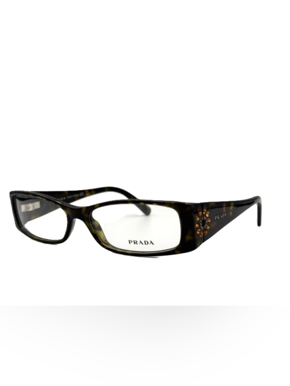PRADA VPR 08H 1AB-1O1 Square Brown Eyeglasses Optical Frame 52-16-135